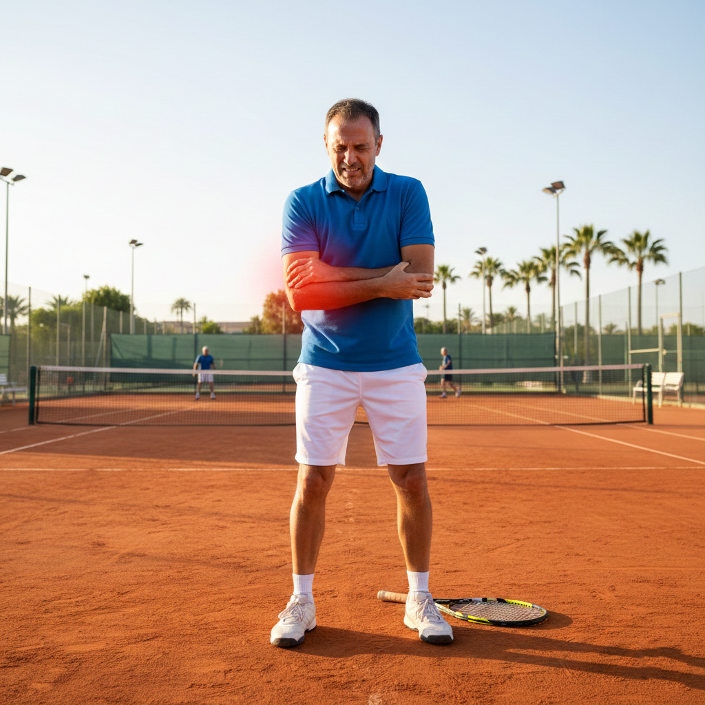 Tennis elbow (lateral epicondylitis) causing tendon microtears, inflammation, and pain on the outside of the elbow